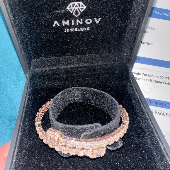 Custom Diamond Bangle Totaling 4.50 CT F-G Color - Picture 4 of 5